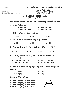 Bài Kiểm Tra Định Kì Cuối Học Kì II Môn Toán Lớp 1