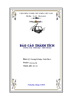 Bìa Báo cáo thành tích công tác thể dục thể thao