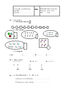 Đề Kiểm Tra Cuối Kì I Môn Toán Trường Tiểu Học B Hòa Lạc