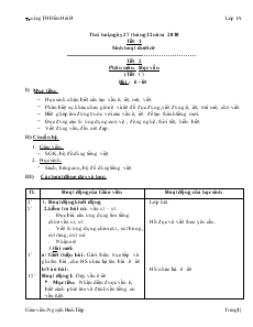 Giáo án Lớp 1 - Tuần 18 - Nguyễn Bích Tiệp - Trường TH Điền Hải B