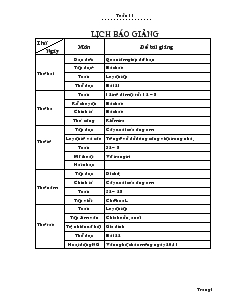 Giáo Án Lớp 2 - Tuần 11