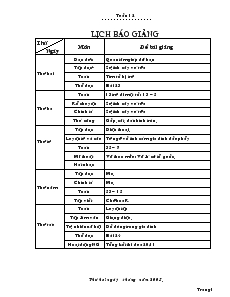 Giáo Án Lớp 2 - Tuần 12