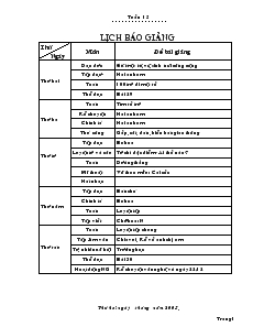 Giáo Án Lớp 2 - Tuần 15