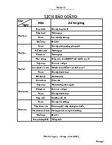 Giáo Án Lớp 2 - Tuần 17