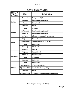 Giáo Án Lớp 2 - Tuần 20