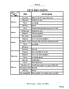 Giáo Án Lớp 2 - Tuần 31