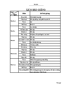 Giáo Án Lớp 2 - Tuần 9