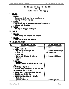 Giáo án Lớp 1 - Tuần 11 - Nguyễn Thị Ngọc Lan - Trường Tiểu Học Nguyễn Viết Xuân