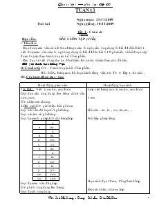 Giáo Án Lớp 1 - Tuần 13 - Hồ Thị Hồng - Trường Tiểu học Trần Thị Tâm