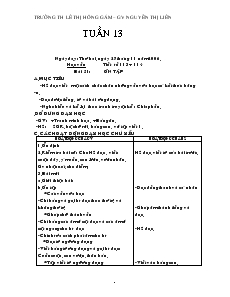 Giáo án Lớp 1 - Tuần 13 – Nguyễn Thị Liên - Trường TH Lê Thị Hồng Gấm