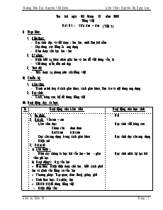 Giáo án Lớp 1 - Tuần 14 - Nguyễn Thị Ngọc Lan - Trường Tiểu Học Nguyễn Viết Xuân