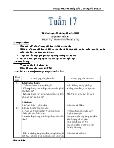 Giáo Án Lớp 1 - Tuần 17 - Nguyễn Thị Liên - Trường TH Lê Thị Hồng Gấm