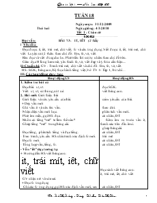 Giáo Án Lớp 1 - Tuần 18 - Hồ Thị Hồng - Trường Tiểu học Trần Thị Tâm