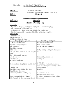 Giáo án Lớp 1 - Tuần 21 - Hồ Trần Thị Loan - Trường Tiểu Học Trần Quốc Toản