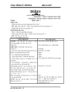 Giáo Án Lớp 1 - Tuần 5 - Lê Thị Thu Hà - Trường Tiểu Học Số 1 Hải Chánh