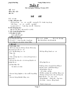 Giáo án Lớp 1 - Tuần 8 - Nguyễn Thu Hằng - Trường tiểu học Cái Keo