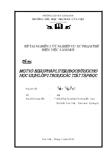 Đề tài Một số biện pháp luyện đọc đúng cho học sinh lớp 1 trong các tiết tập đọc