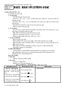 Giáo Án Đại Số Và Giải Tích 11 Nâng Cao - Bài 1: Hàm Số Lượng Giác