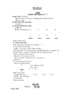 Giáo Án Lớp 1 - Tuần 21