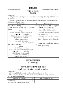 Giáo án Buổi chiểu Lớp 1 - Tuần 20