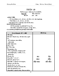 Giáo án Lớp 1 - Tuần 10 - Hoàng Thị Hiên - Trường Tiểu học Khánh Thịnh