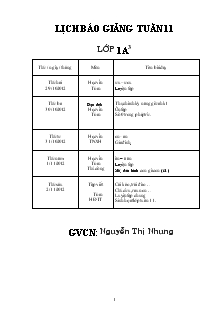 Giáo án Lớp 1 - Tuần 11 - Nguyễn Thị Nhung