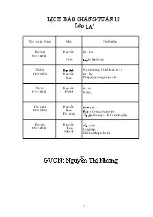 Giáo án Lớp 1 - Tuần 12 - Nguyễn Thị Nhung