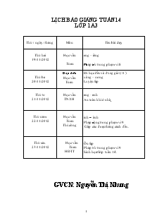 Giáo án Lớp 1 - Tuần 14 - Nguyễn Thị Nhung