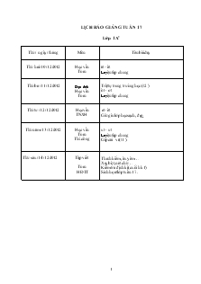 Giáo án Lớp 1 - Tuần 17
