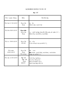 Giáo án Lớp 1 - Tuần 19