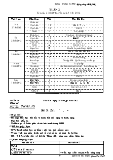 Giáo án Lớp 1 - Tuần 2 - Phan Thị Thiết - Trường tiểu học Ea Hồ - Krông năng –Đăk Lăk