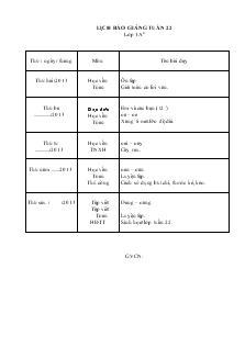 Giáo án Lớp 1 - Tuần 22