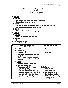 Giáo án Lớp 1 - Tuần 25 - Tôn Nữ Lam Giang - Trường Tiểu Học Nguyễn Viết Xuân