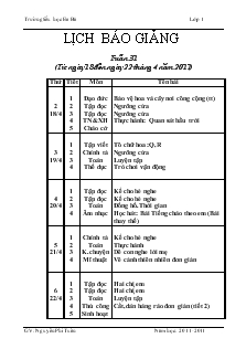Giáo án Lớp 1 - Tuần 31 - Nguyễn Phi Tuấn - Trường tiểu học Ea Bá