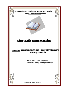 Bìa: Đề tài Nâng cao chất lượng đọc, viết Tiếng việt cho học sinh lớp 1