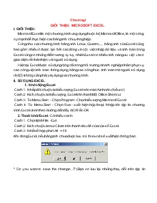 Tài liệu học Excel - Chương I: Giới thiệu microsoft Excel