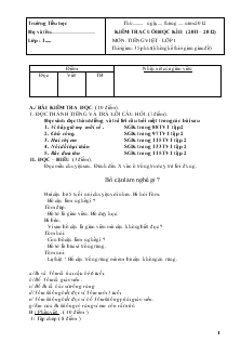 Kiểm tra cuối học kì II (năm 2011 – 2012) môn: Tiếng Việt - Lớp 1