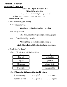 Kiểm tra định kỳ cuối kì I môn: Tiếng Việt lớp 1 - Trường TH số I Đồng Hợp