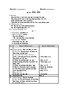 Giáo án lớp 1 môn Tiếng Việt - Bài 61: Ăm âm
