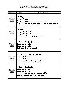 Thiết kế bài giảng lớp 1 - Tuần 20