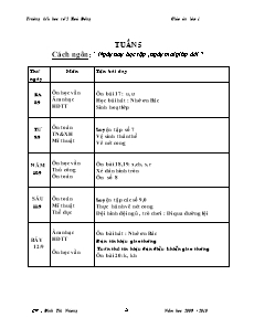 Bài soạn Tổng hợp các môn học khối 1 - Tuần 5 - Trường tiểu học số 2 Hoà Đồng