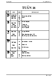 Kế hoạch giảng các môn dạy lớp 1 - Tuần 16 - Trường TH Tân Phú I