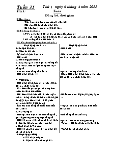 Giáo án dạy các môn học khối 1 - Tuần học 31 năm 2011