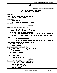Bài soạn môn học khối lớp 1 - Tuần 1 năm 2005 - Trường tiểu học Nguyễn Văn Tố