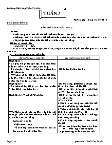 Bài soạn môn học khối lớp 1 - Tuần 2 - Trường Tiểu Học Trần Văn Ơn