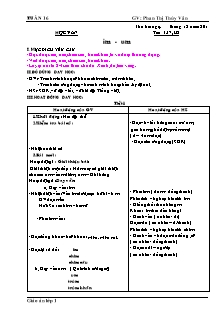 Giáo án môn học lớp 1 - Tuần số 16 - Phan Thị Thúy Vân
