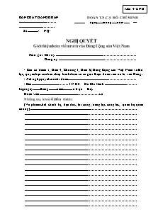 Mẫu: Nghị quyết giới thiệu đoàn viên ưu tú vào Đảng cộng sản Việt Nam